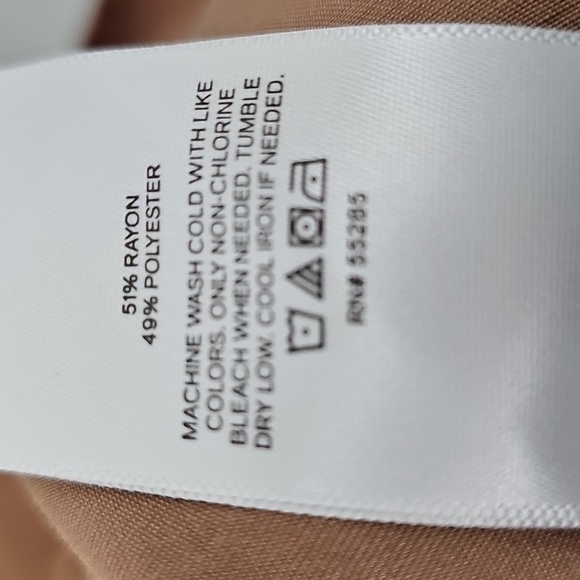 Express Mocha Satiny Slip Dress w Faux Wrap Front Spaghetti Straps Fit & Flare - Picture 7 of 12